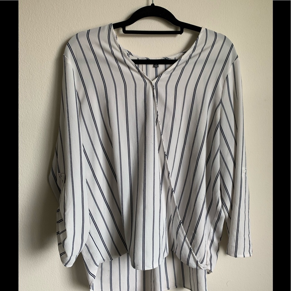 Striped Cross Front Blouse